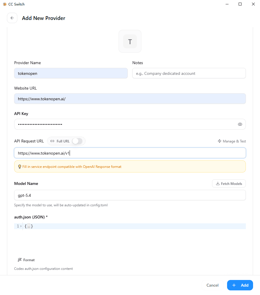 Codex API 配置
